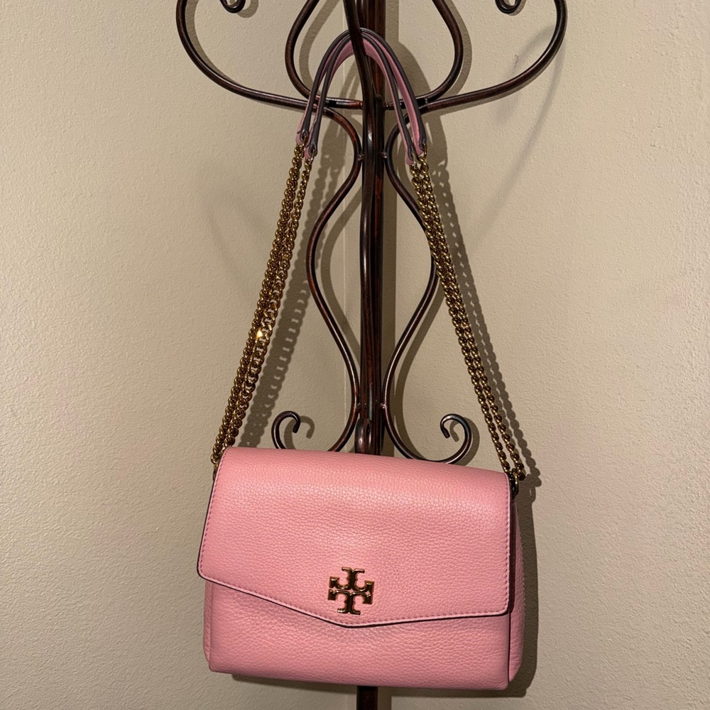 Tory Burch Blush Pink Crossbody Bag with Gold Chain